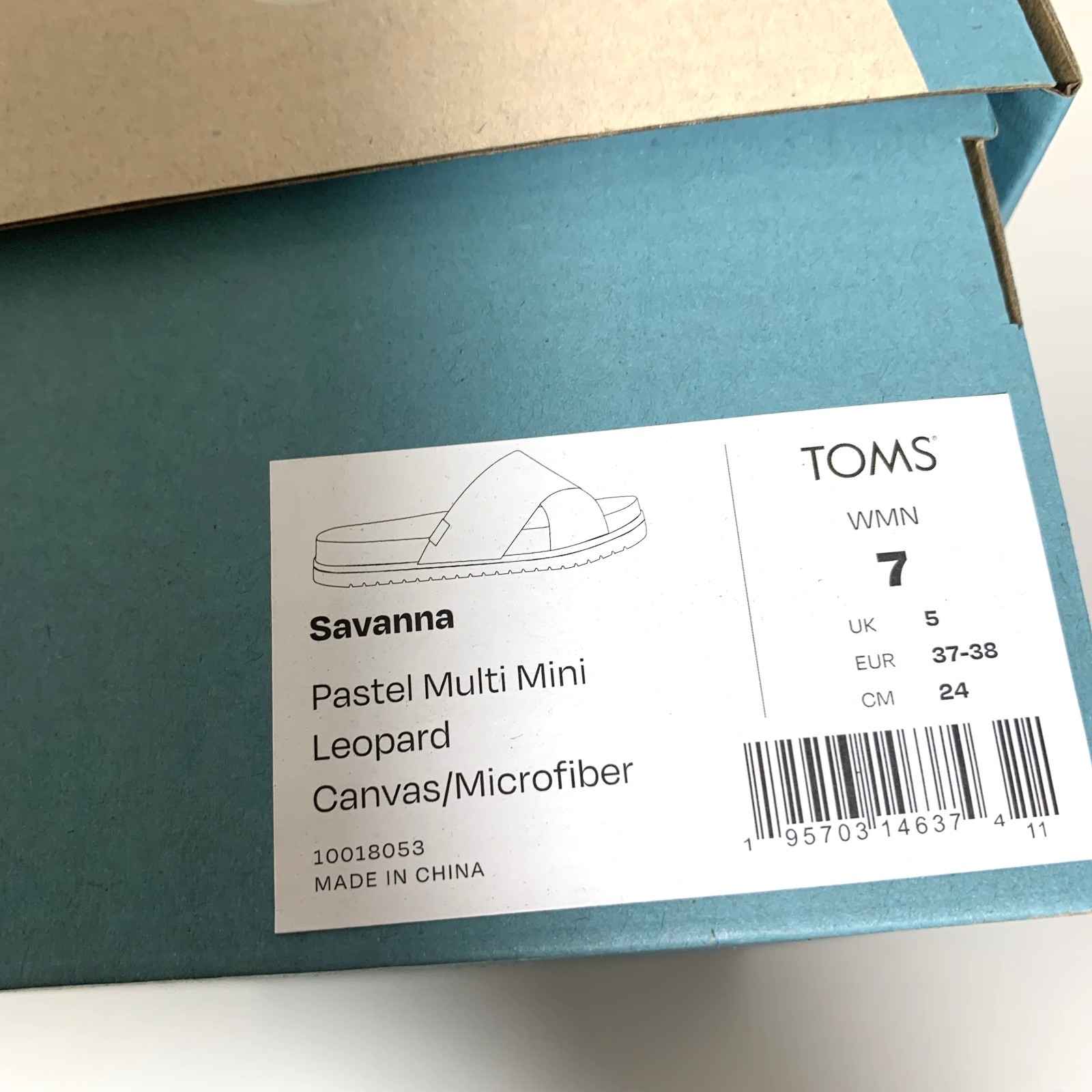 Toms Savanna Sandals Slip On Slides Crisscross Strap Flats Leopard Size 7 NEW