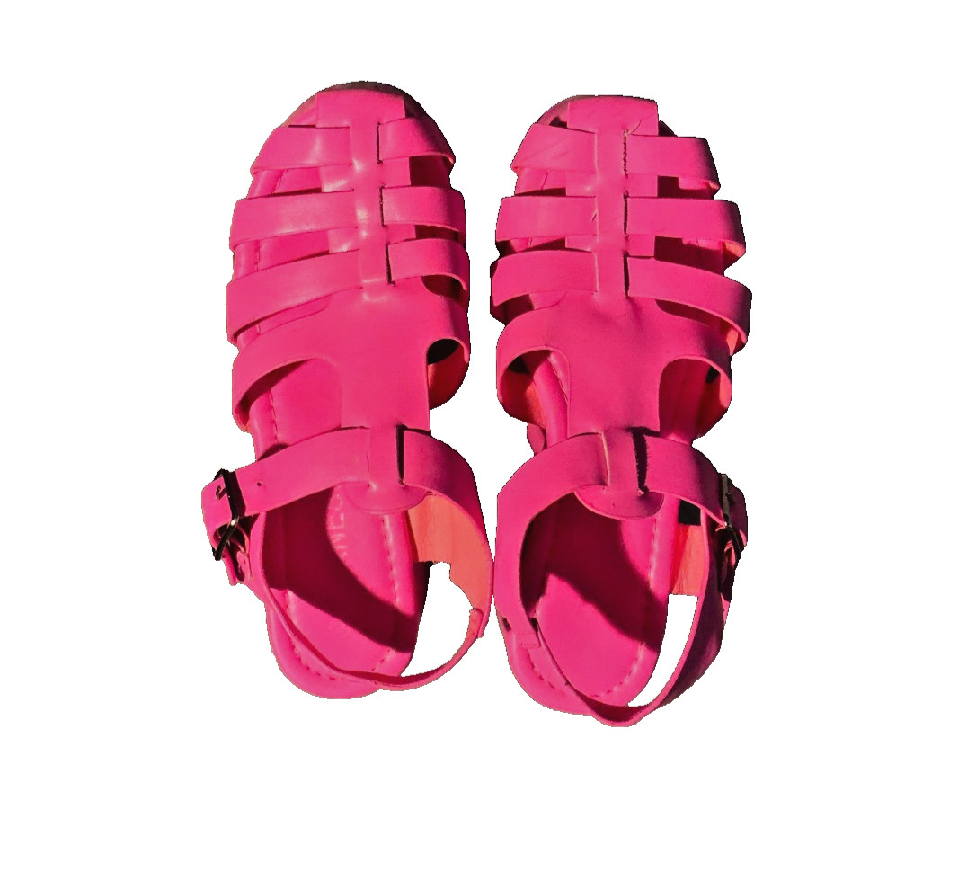 Women’s Berness Pink Platform Sandals – Chunky Wedge Heel, Strappy Buckle Sz 7
