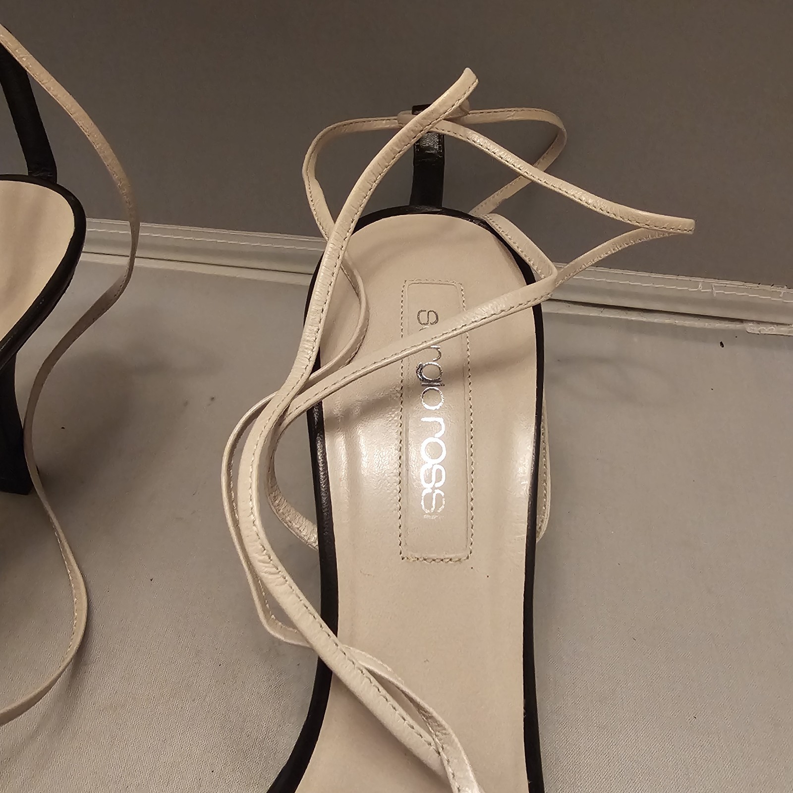 Sergio Rossi Womens Leather Gladiator Straps 3″ Heels Tan Black Size 41 Italy