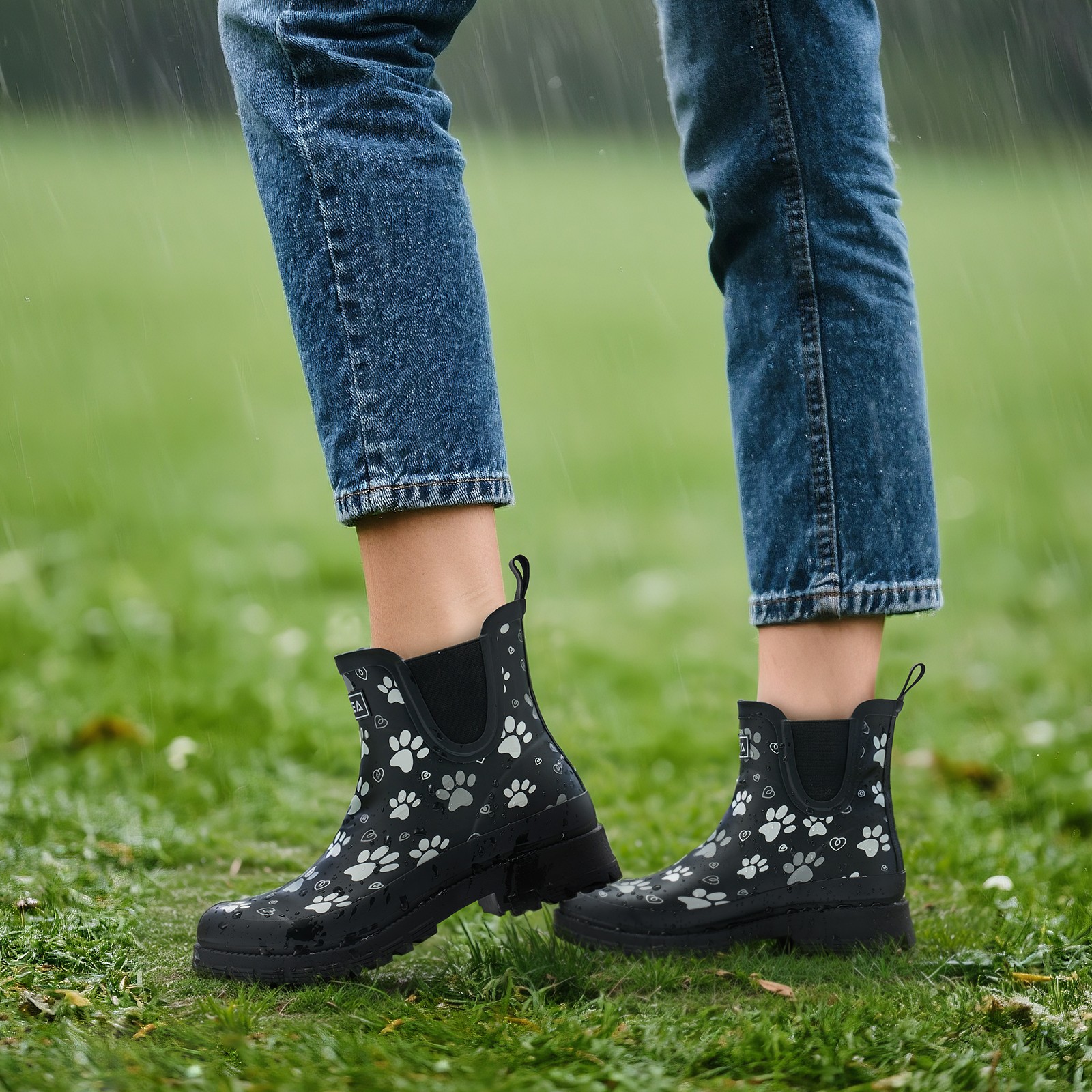 HISEA Women Ankle Rain Boots Waterproof Chelsea Short Wellies Rubber Garden Shoe