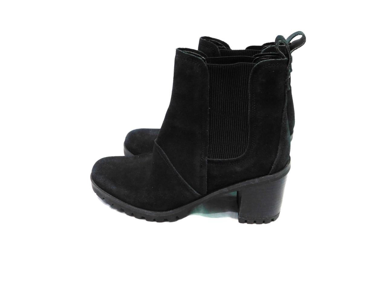 UGG Size 9 40 Black Suede Hazel Chelsea Block Heel Boots Unlined Waterproof