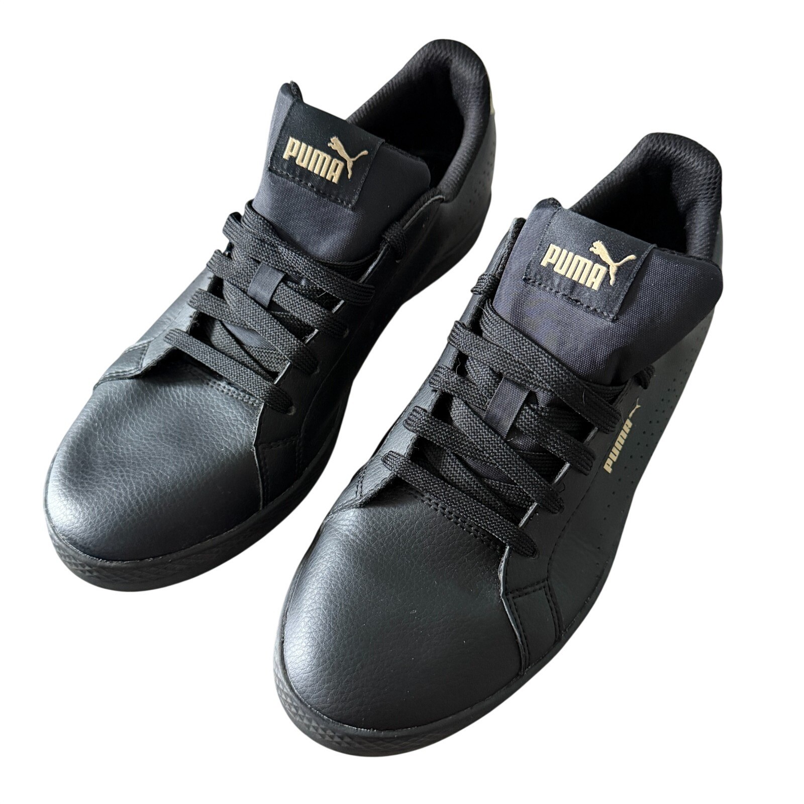 Puma Women’s Size 9 Smash WNS Perf Metallic Sneakers black + gold althetic shoes