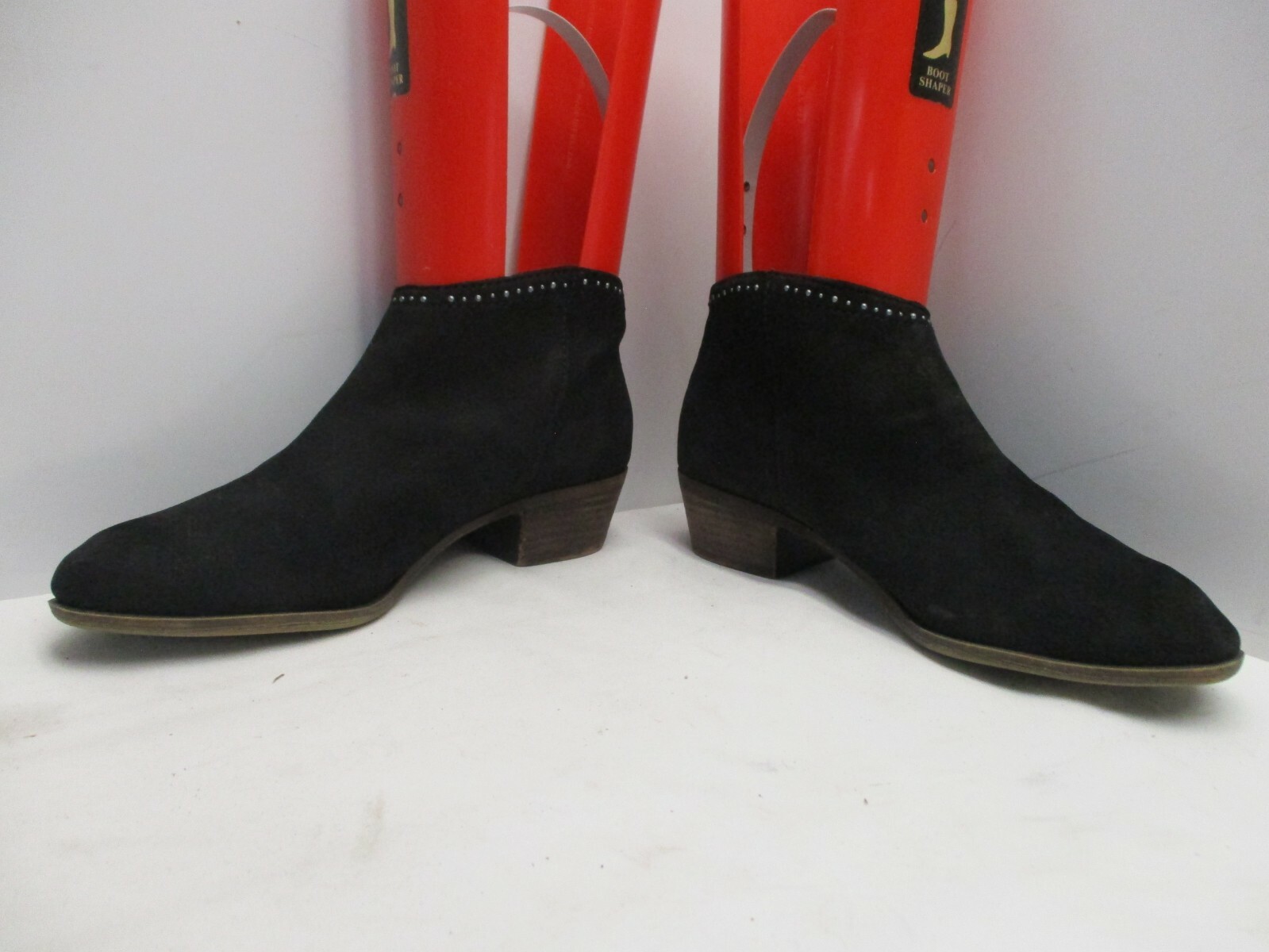 Lucky Brand Benna Black Suede Leather Studded Zip Ankle Boots Womens Size 8 M
