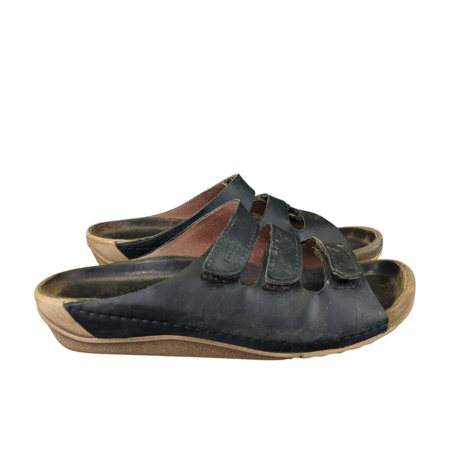 Wolky Nomad Sandal Slip-on Black Leather Summer Casual Comfort EU 39 Women’s 8