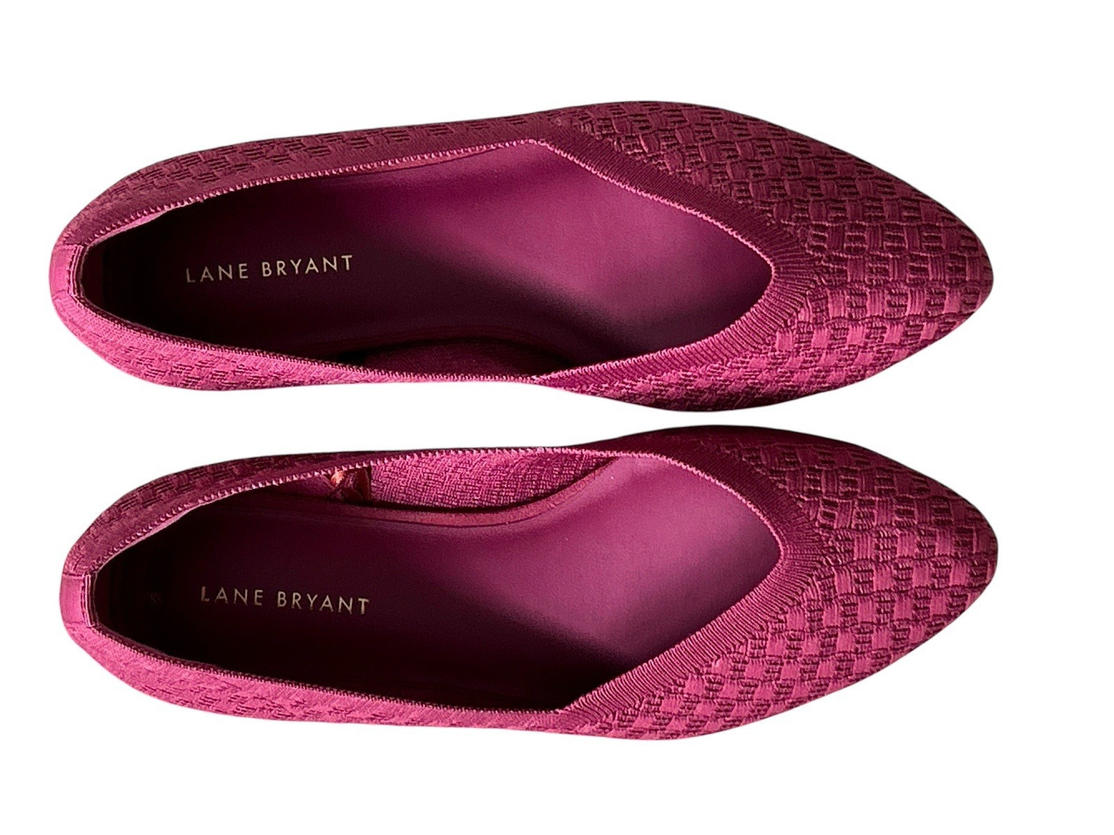 NEW Lane Bryant Fuschia Pink Stretch Knit Flats Ballet Shoes, Womens 10 WW