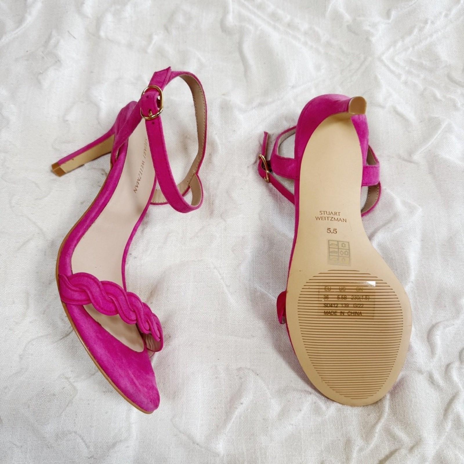 Stuart Weitzman Dancer Twistie 100Suede Sandal In Pink