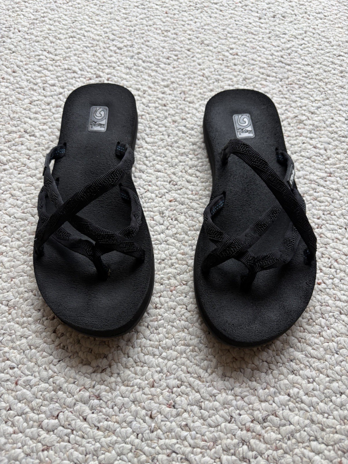 Teva Mush Olawahu 6840 Flip Flop Thong Sandals Womens Size 7 All Black