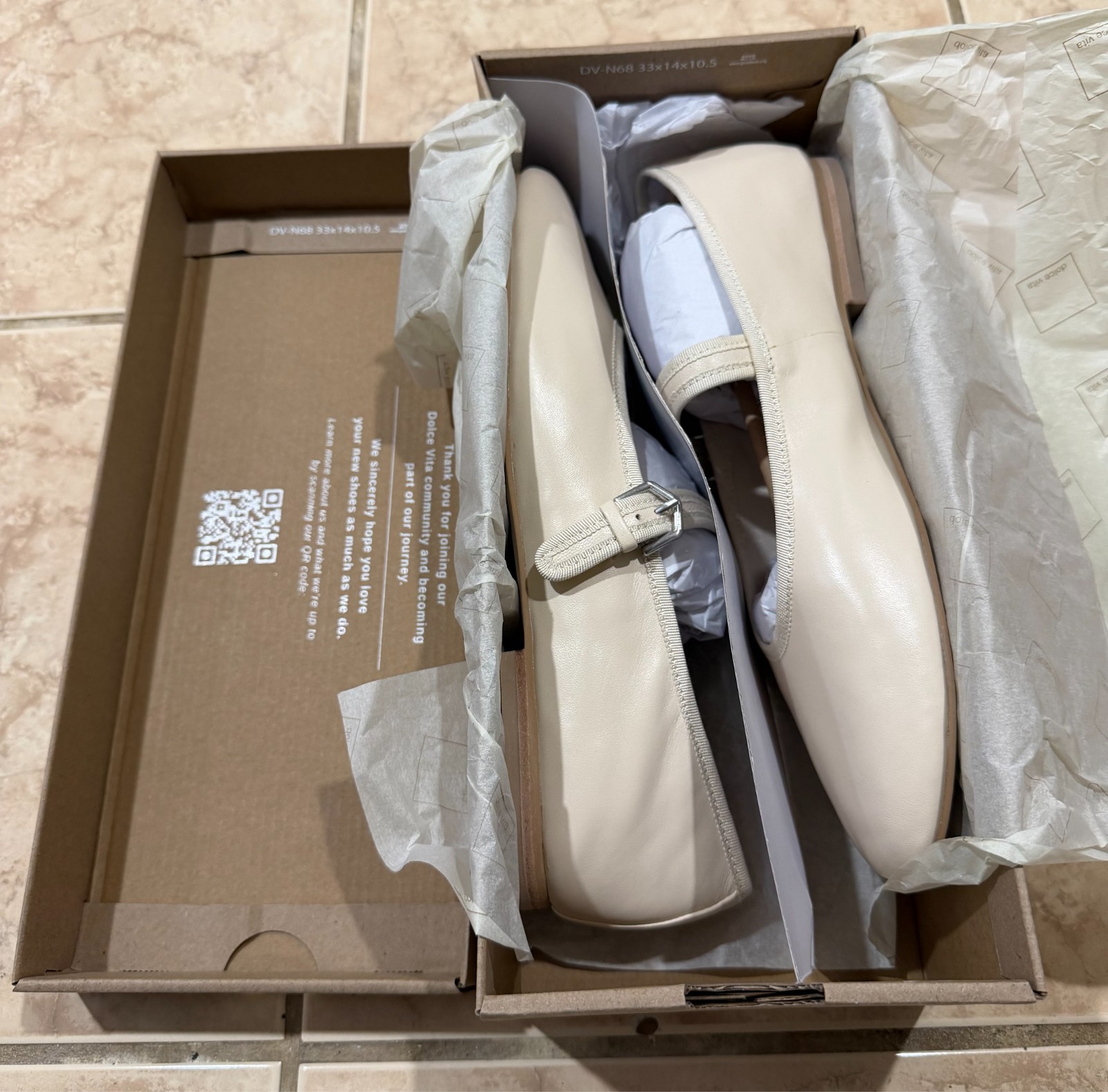 Dolce Vita Roslyn Ballet Flats Creme Leather – New Size 10 Free Shipping