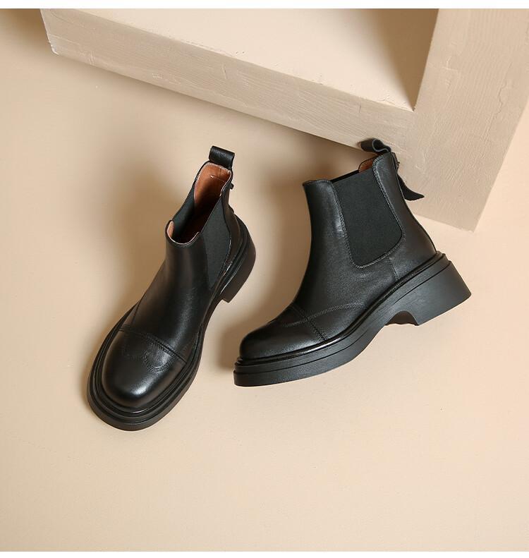 Women’s Retro Formal Business Pump Leather Work Pull On Casual Ankle Boots Shoes