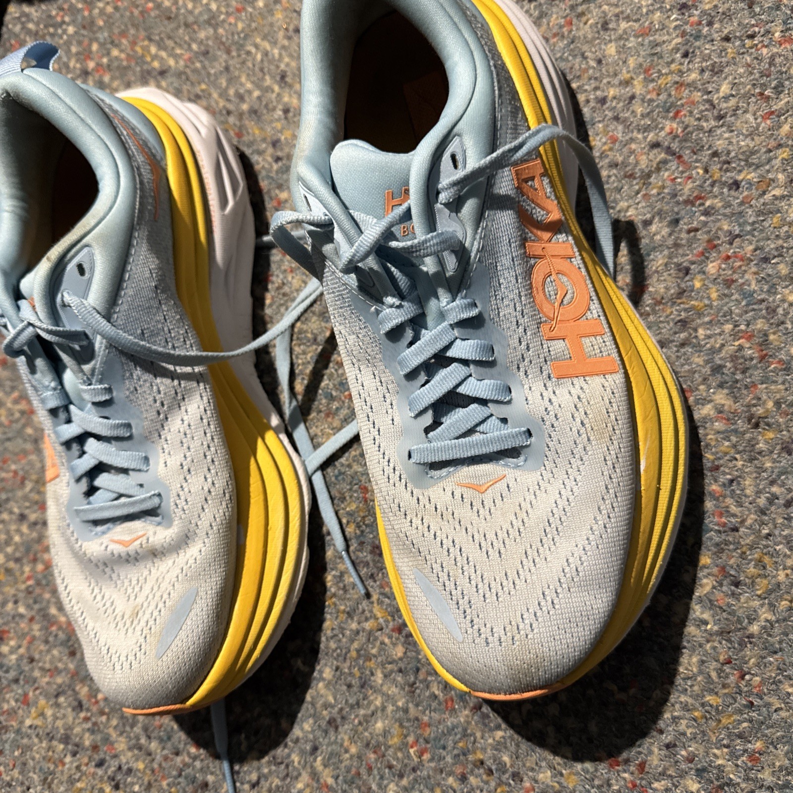 Hoka Bondi 8 Womens 6.5B Running Shoe Blue Cushion Comfort Sneaker Summer Song