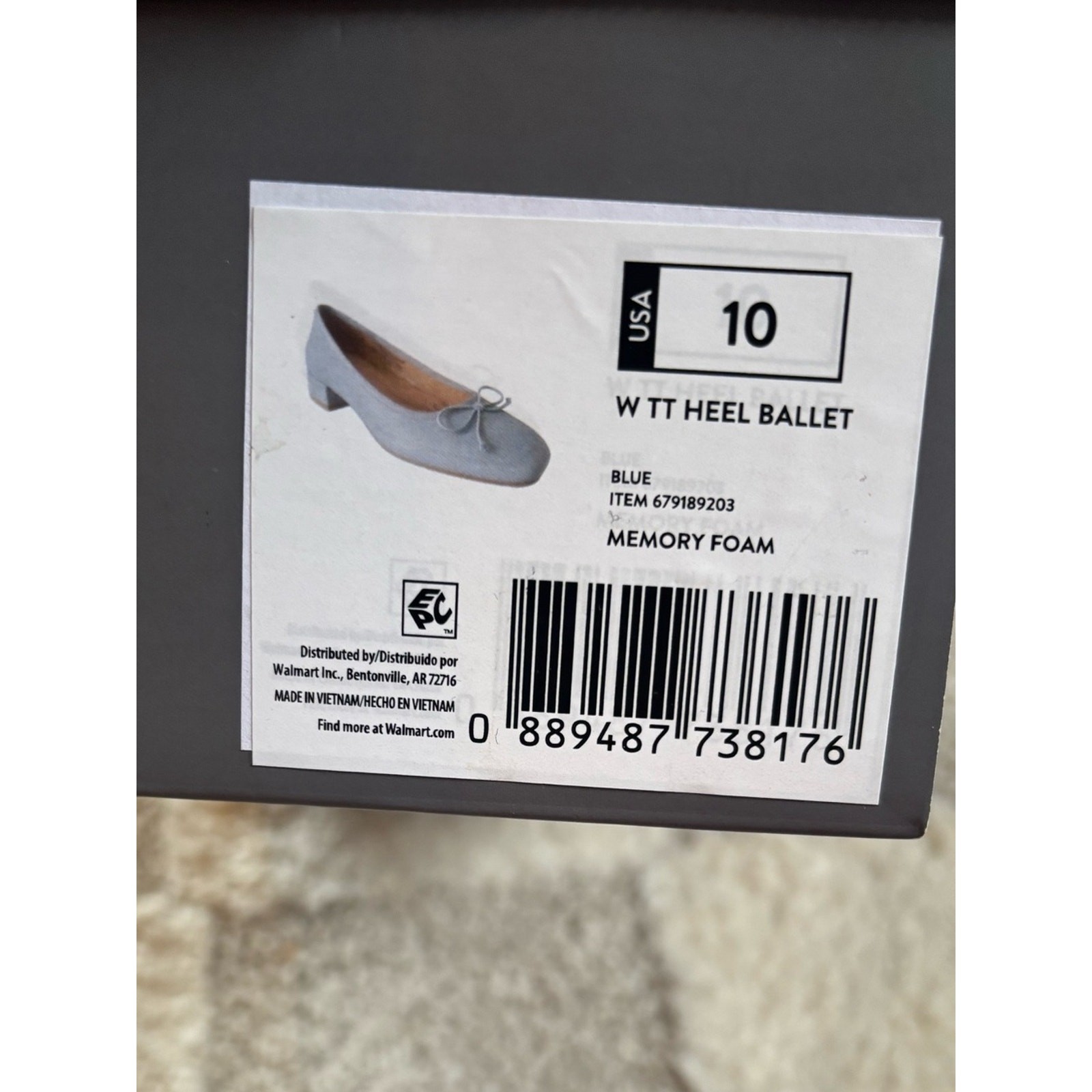 NWT Time and Tru Bow Low Block Heel Light Blue Shoes Women Size 10 Ballet Pump