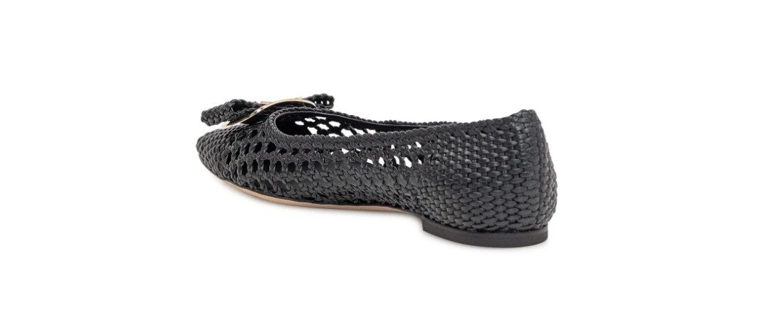 NIB NEW Salvatore Ferragamo Zea Black Leather Woven Flats 5.5 6 6.5 7 8 8.5 9 B