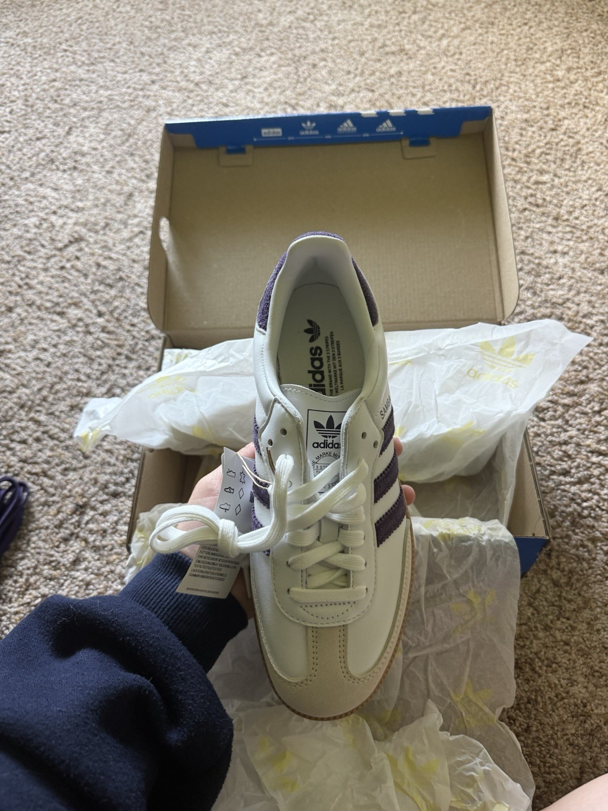 Adidas Samba OG Women White Aurora Plum Gum Leather Low Top Sneakers