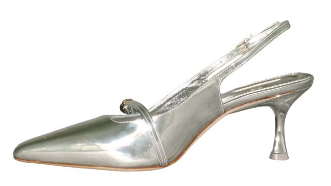 NEW Larroude INES Pump Women 5 Silver SPECCHIO Leather Made In Brazil MSRP$330