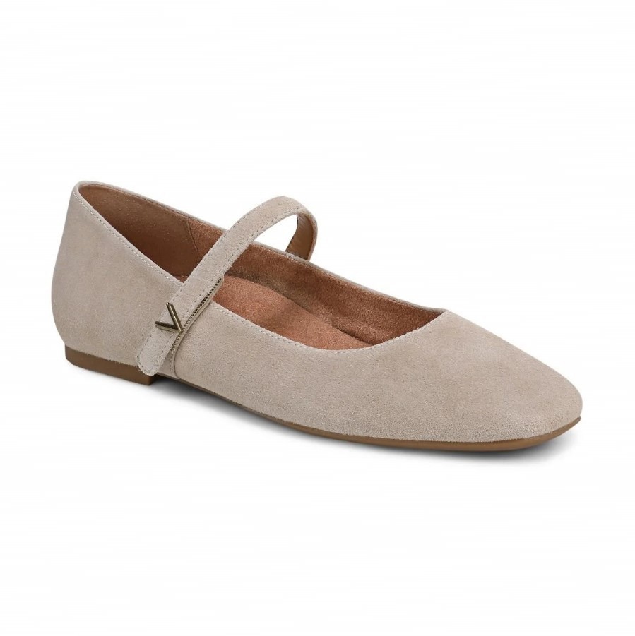 VIONIC Women Alameda Mary Jane Flat , Lucid Beige Suede (NEW)