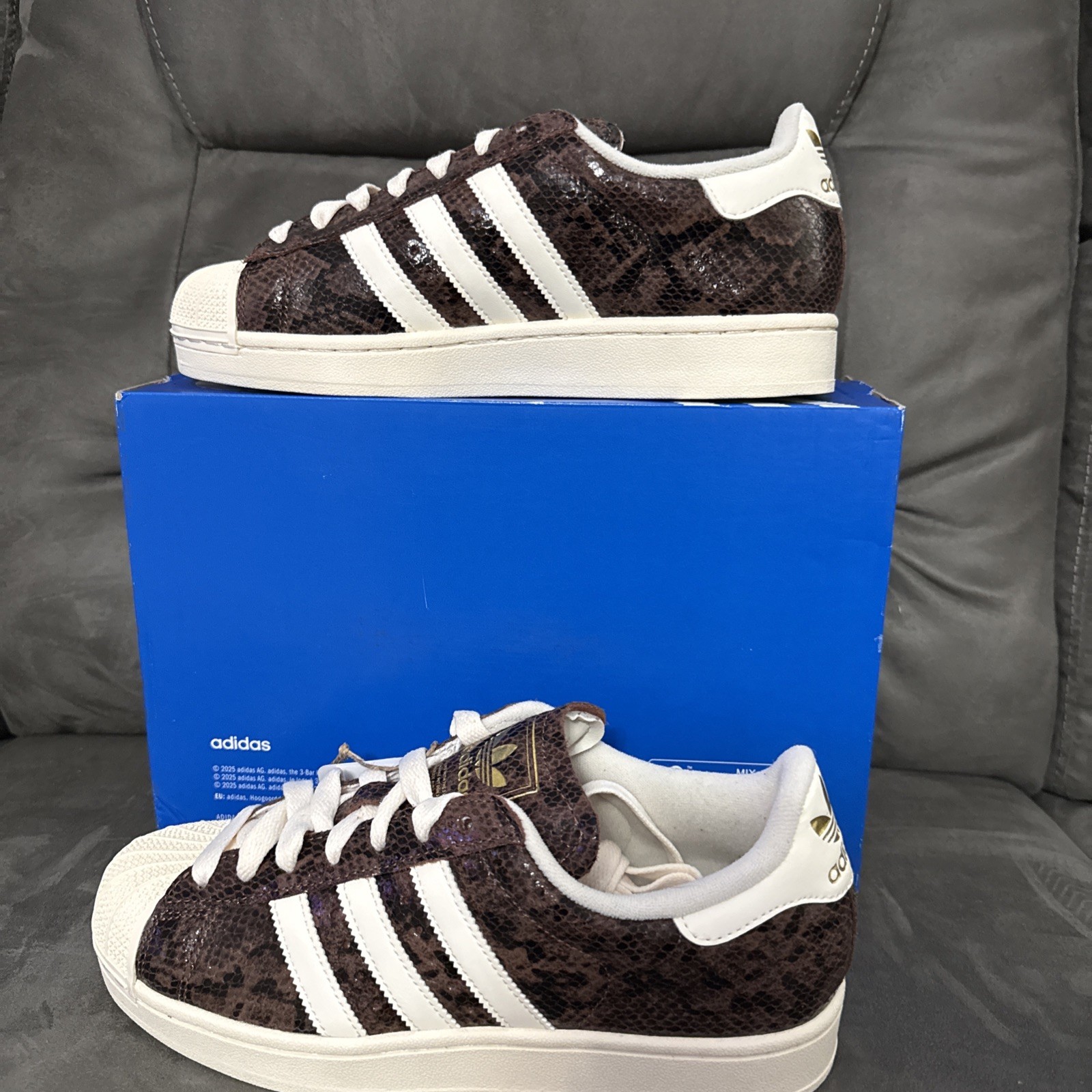 New Adidas Superstar II Lifestyle Shoes Brown/Cream White/Alumina Women’s 8.5