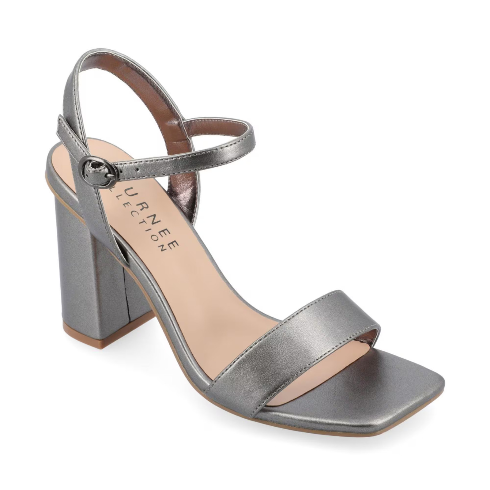 Women’s Journee Collection Tivona Square Toe Block Heel Dress Sandals Pewter