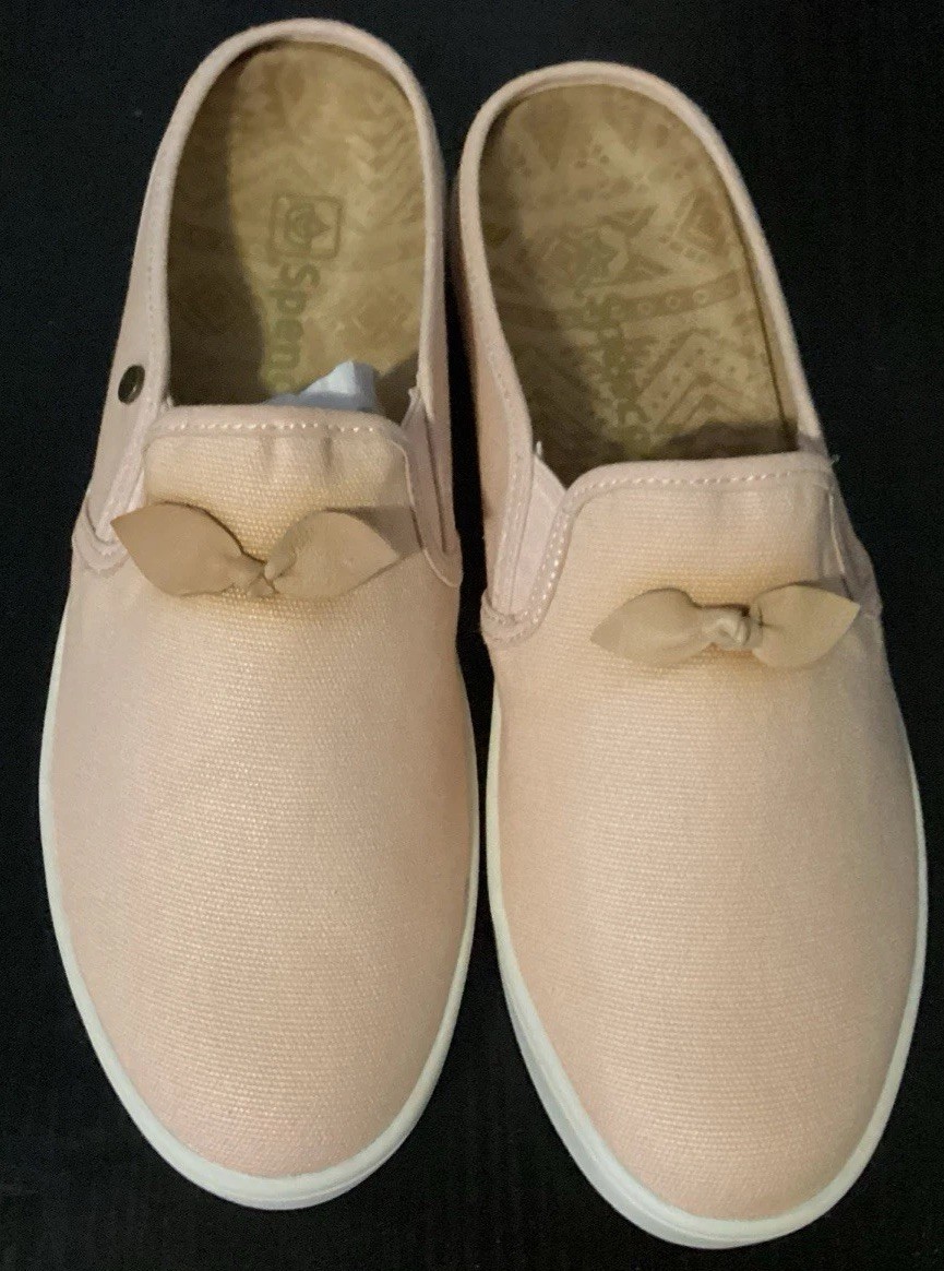 Spenco Audrey Slide Women’s Shoes Sz 8.5B Pale Blush Canvas Slip On Sneakers