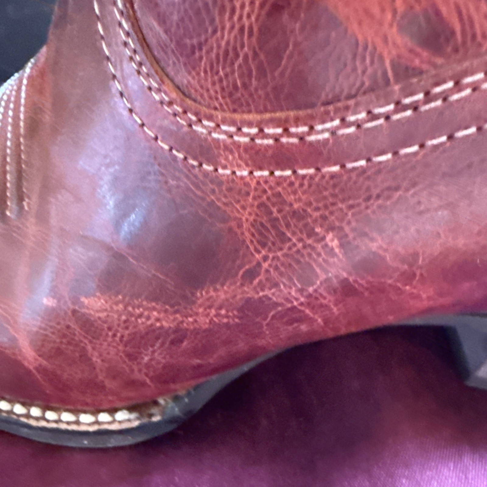 Ariat Ladies Alabama Boots Red Leather Stitched Style 10010978 Size 9.5 B
