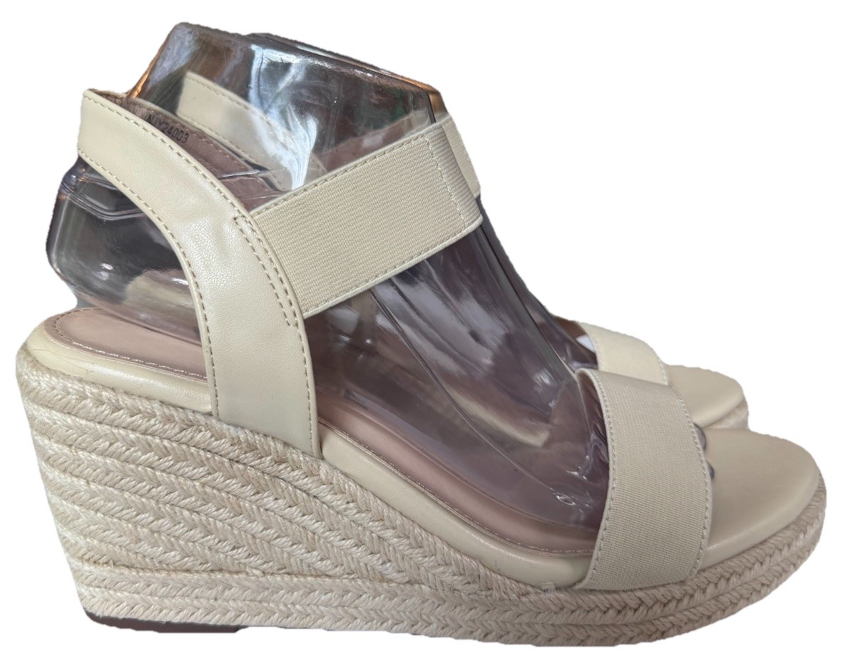 Vepose Beige Platform Wedge Espadrilles Open Toe Sandals Women’s Size 8.5 New
