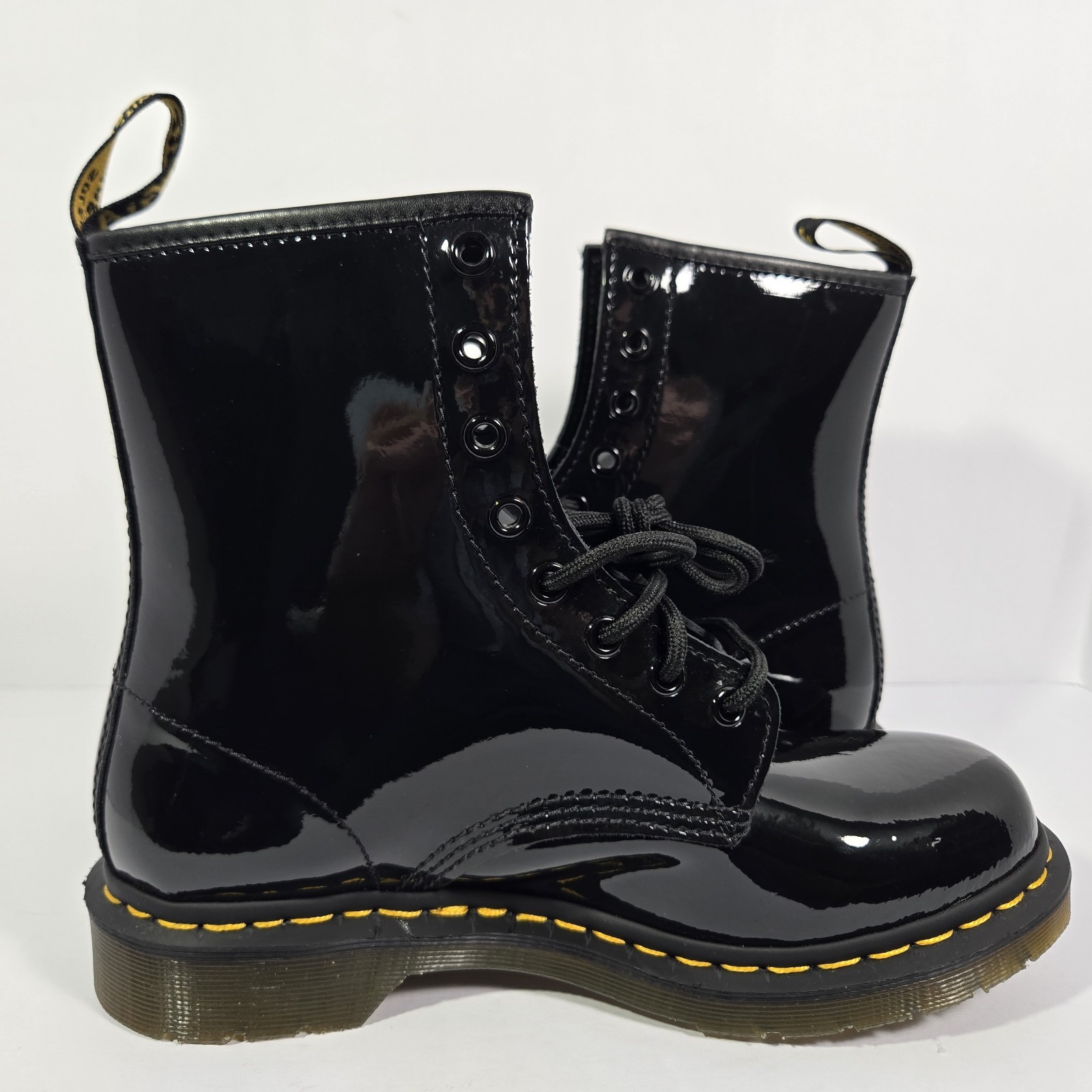 Dr. Doc Martens 1460 Womens Size 9 Patent Black Leather Boots 11821 Mens Size 8
