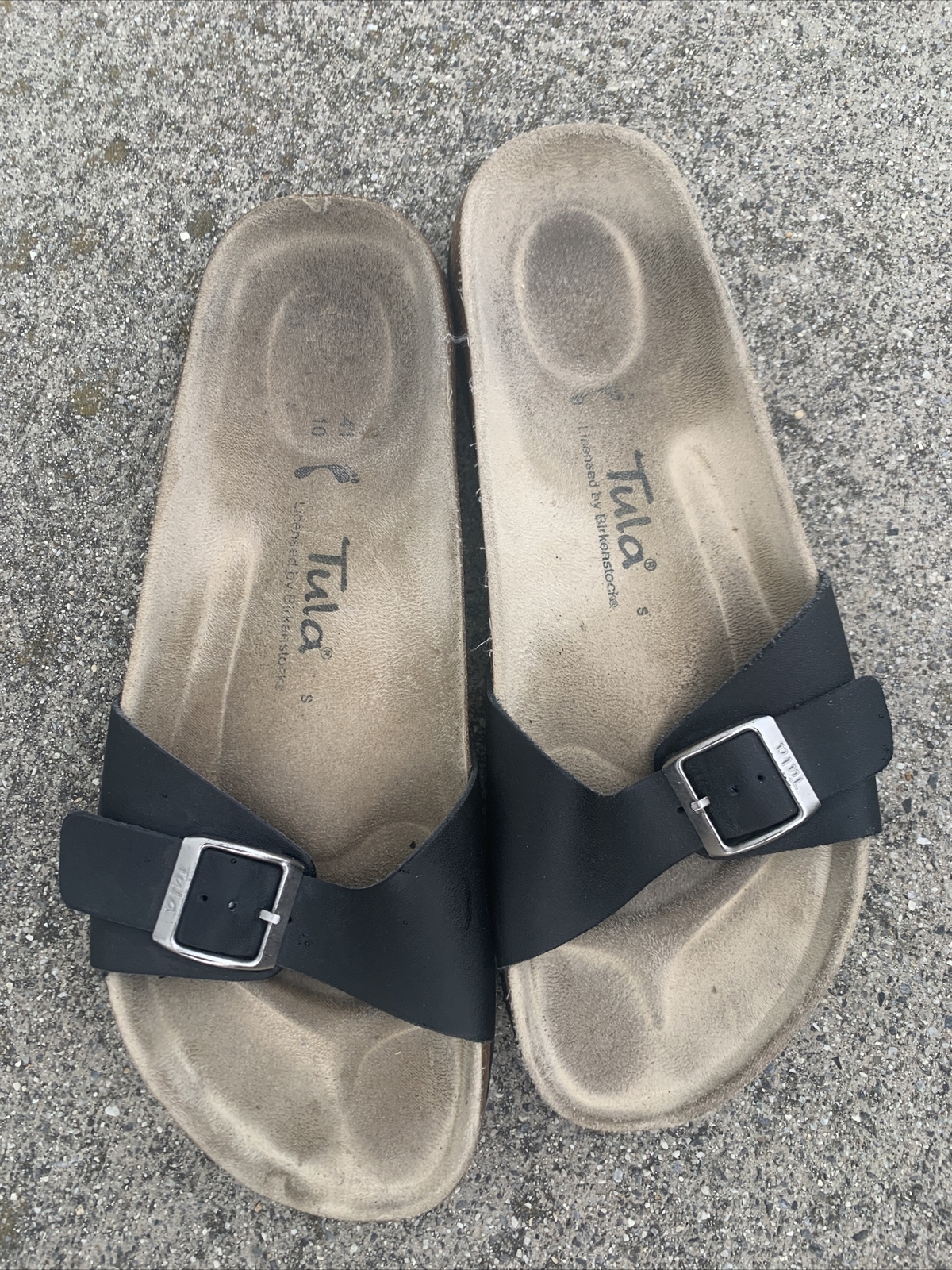 TULA By BIRKENSTOCK Madrid Buckle Black Sandals Flats Size 10 EU 41 ❤️sj15m9