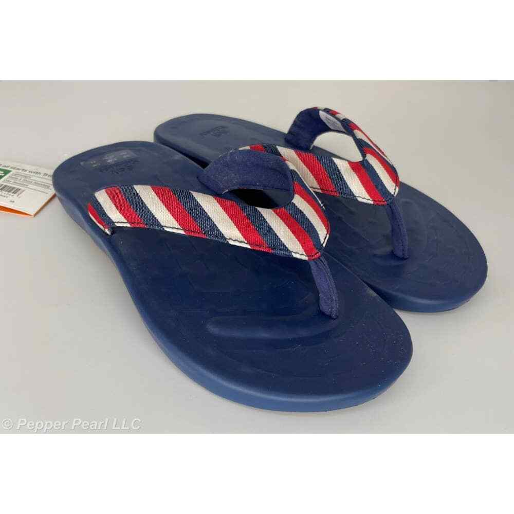 Flip Flop Thong Sandal Women’s Size 8 Blue Red White Stripe Soft Science Foam