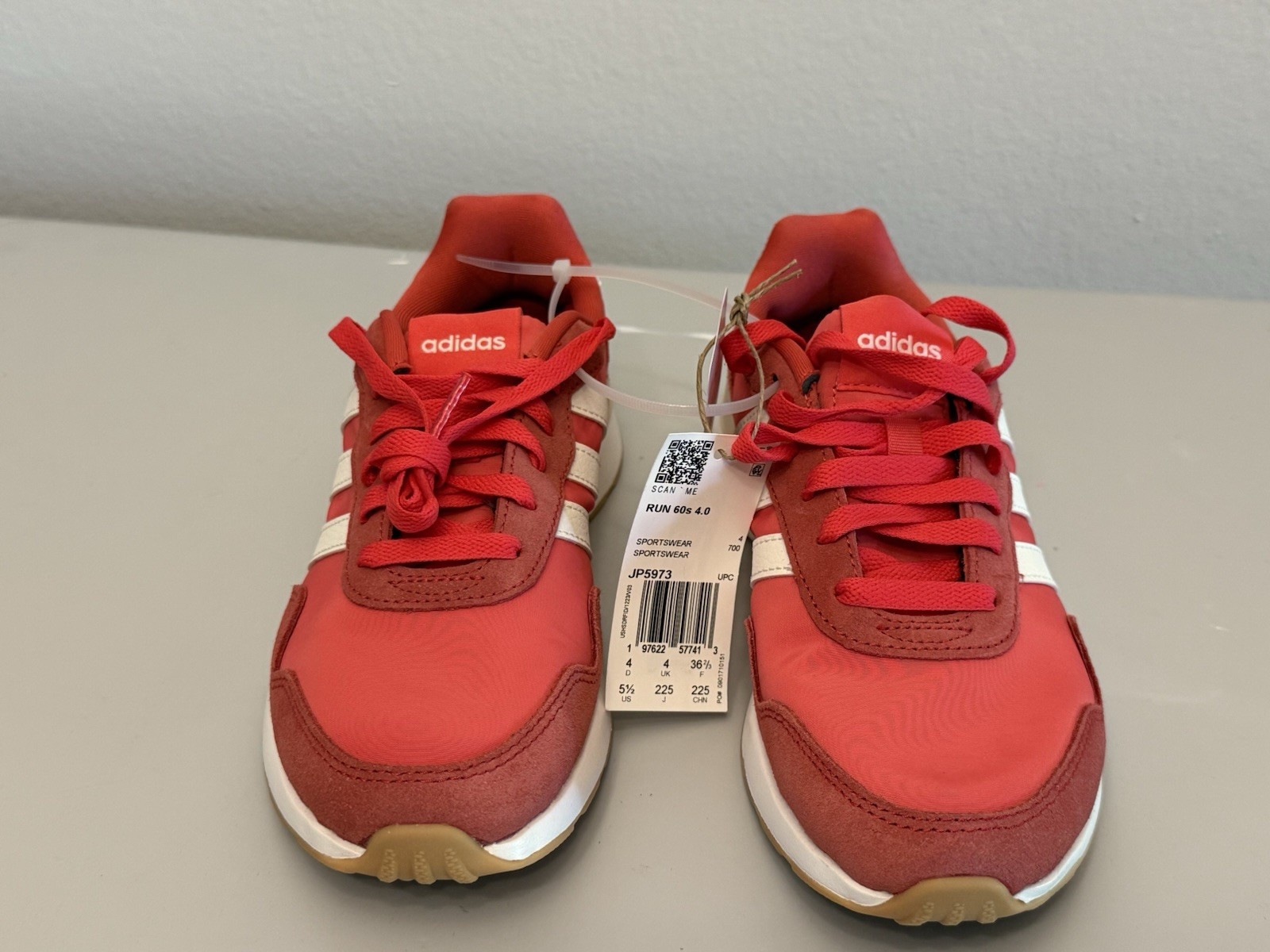 adidas Run 60S 4.0 Low Top Lace-Up Athletic Sneaker Red/White JP5973