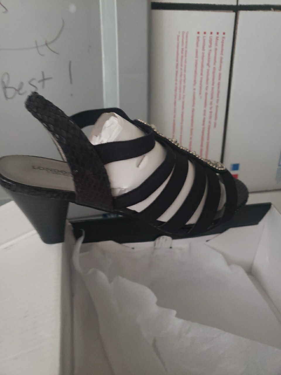 London Fog Nanci Womens Black Strappy Sandals Shoes Size 8.5 M NIB #00s