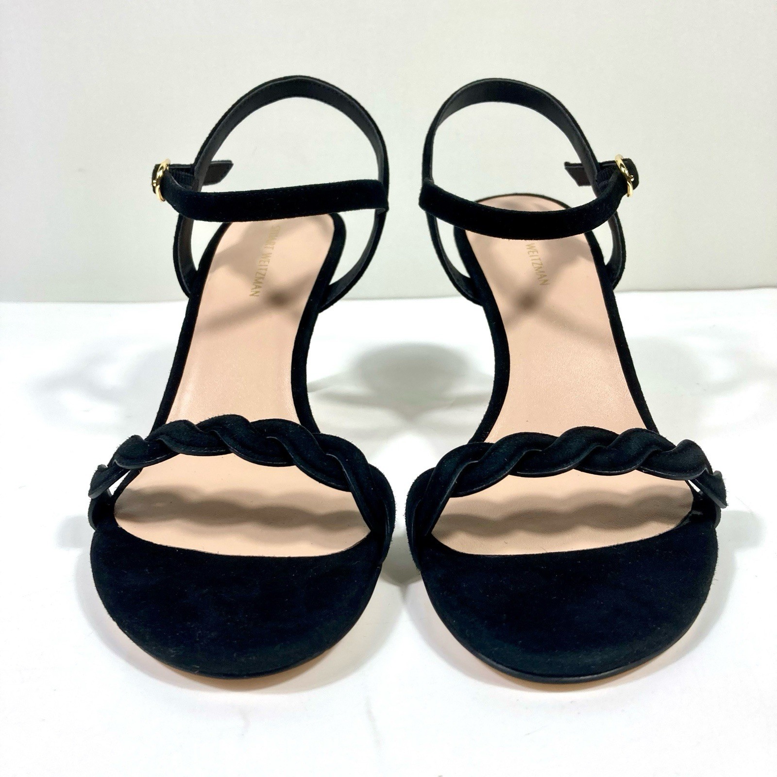 Stuart Weitzman Twistie Stiletto 75 Heels Sandals Suede Black 6 9 B NEW