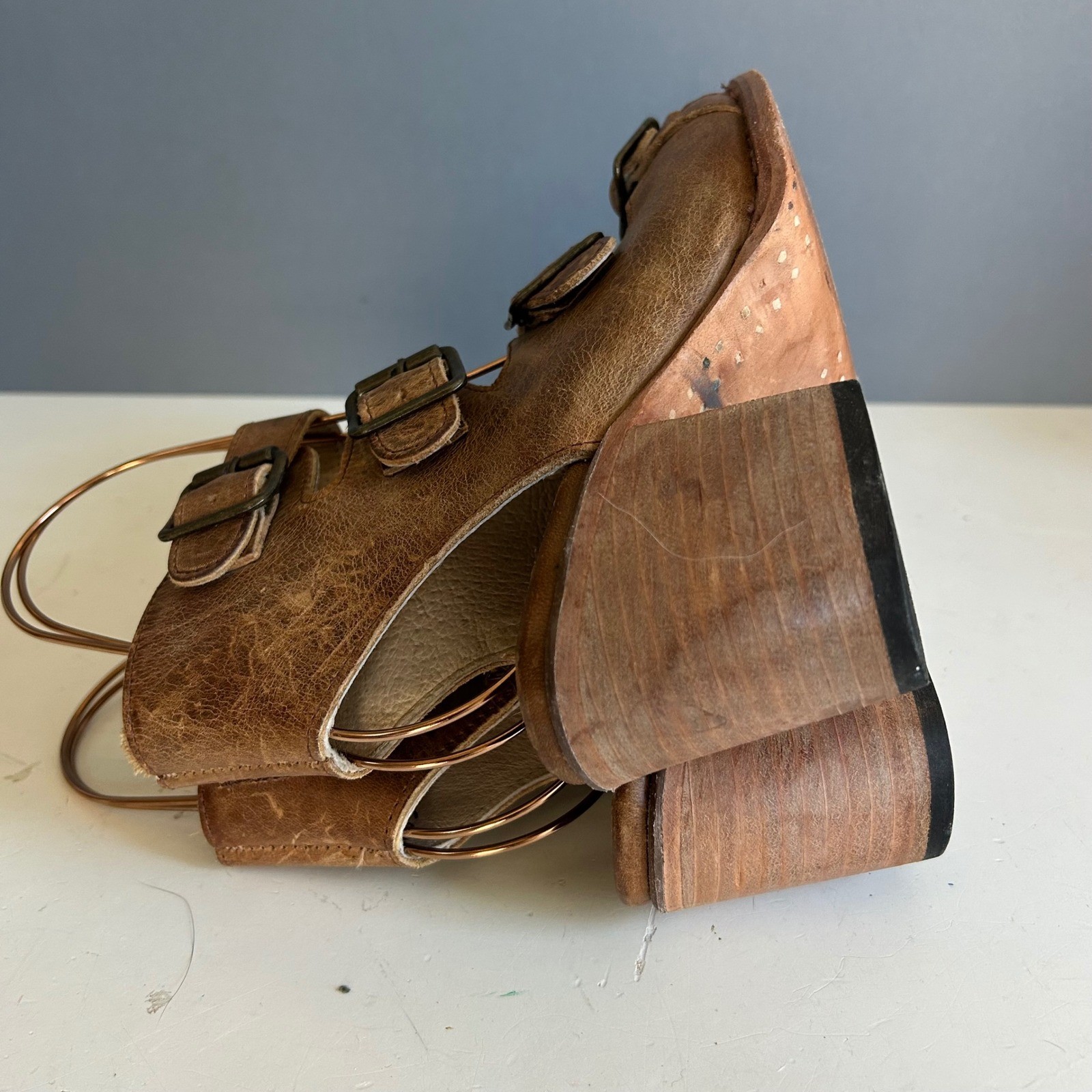 Freebird by Steven Quail Heels Sandal 6 Tan Gladiator Buckle Strappy Western