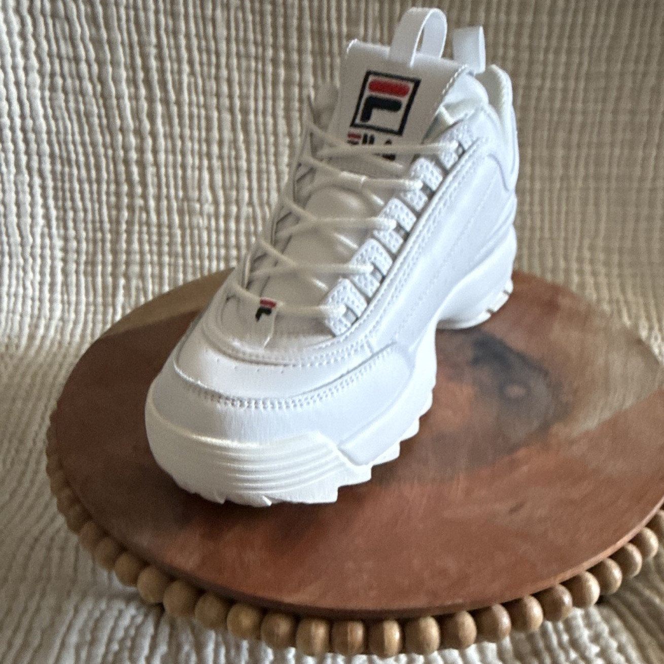 FILA Disruptor II Premium Women’s White Low Top Lace-Up Sneakers 5FM00002