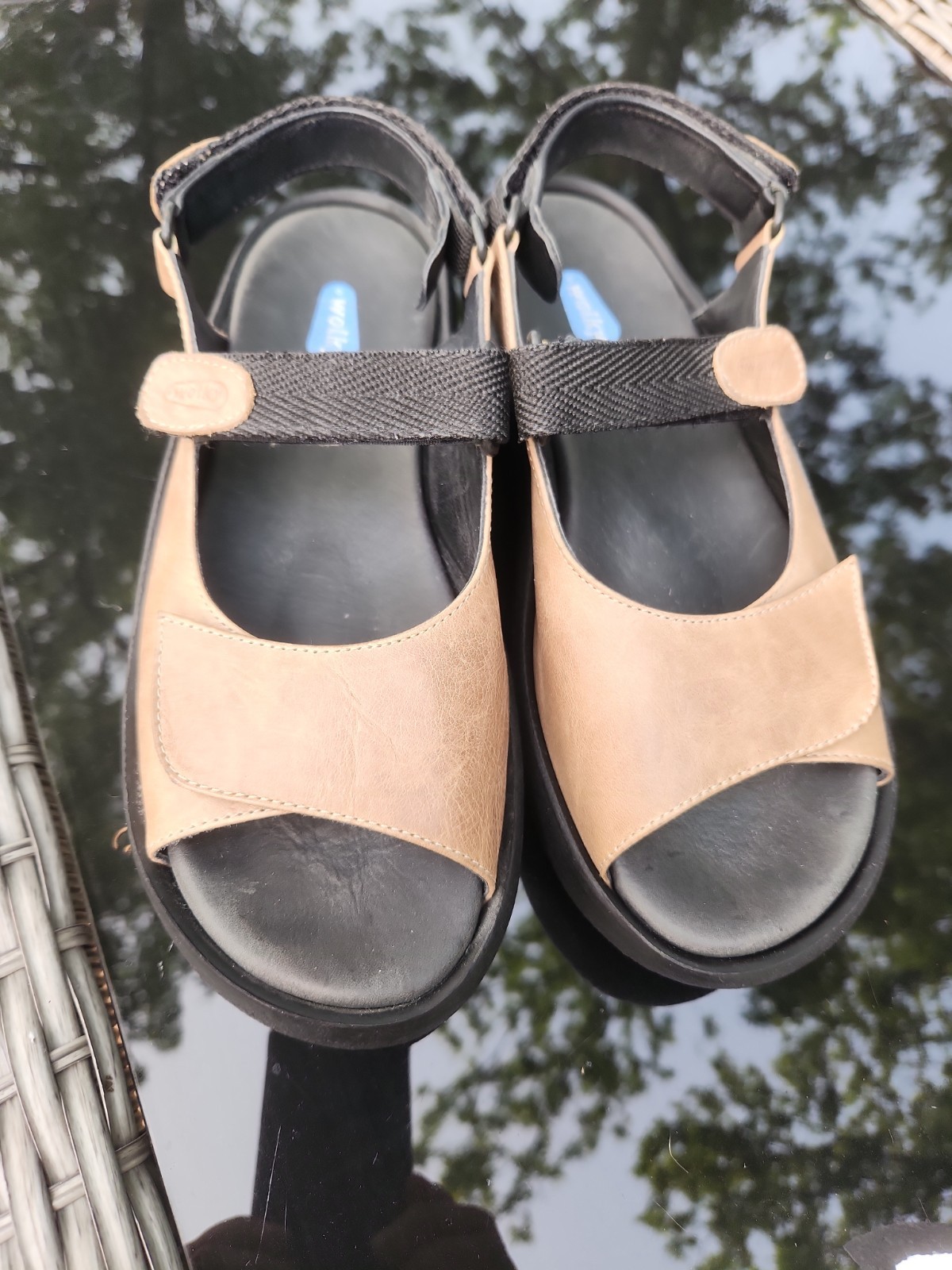 Wolky JEWEL Sandal Tan Brown Smooth Leather Sz EU 39 US 8.5 Comfort Walking Shoe