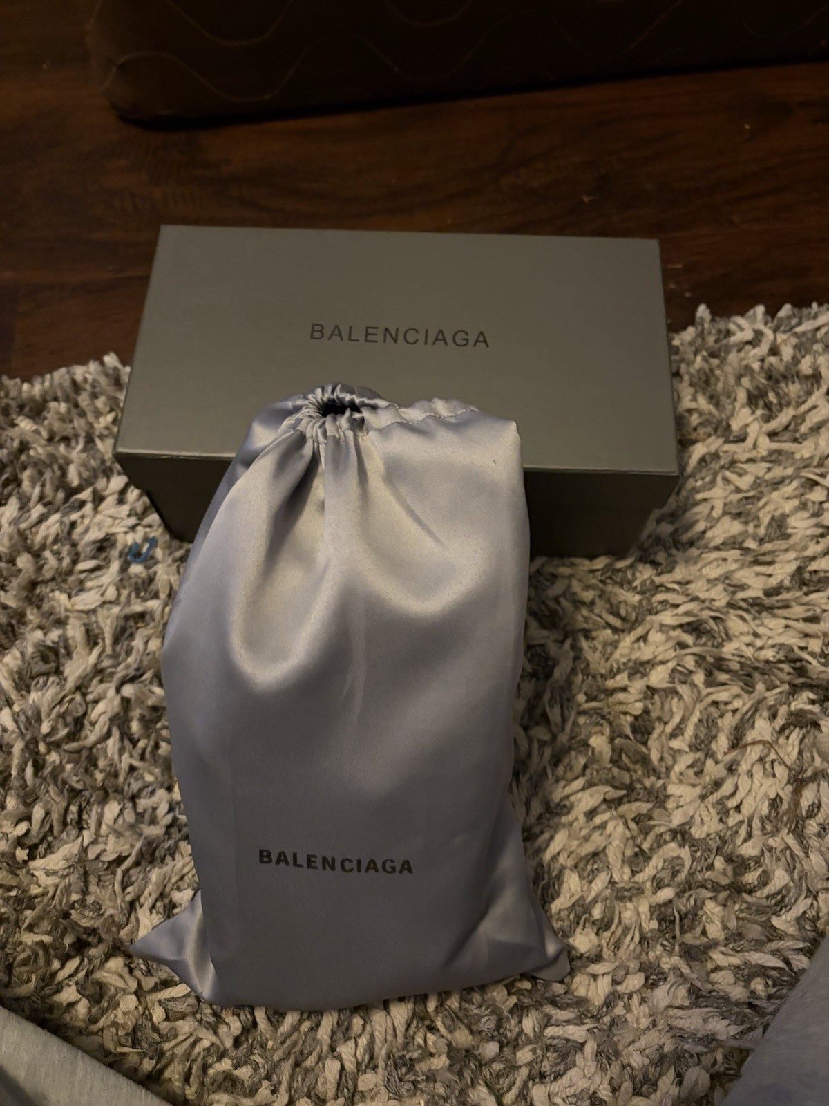 Balenciaga Black Wool Logo Slide Sandals Slip On New w/ Box EU 44