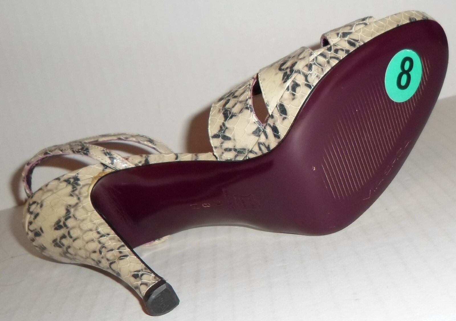 VIA SPIGA Snake Embossed Leather Ankle Wrap Shoes 8M ITALY