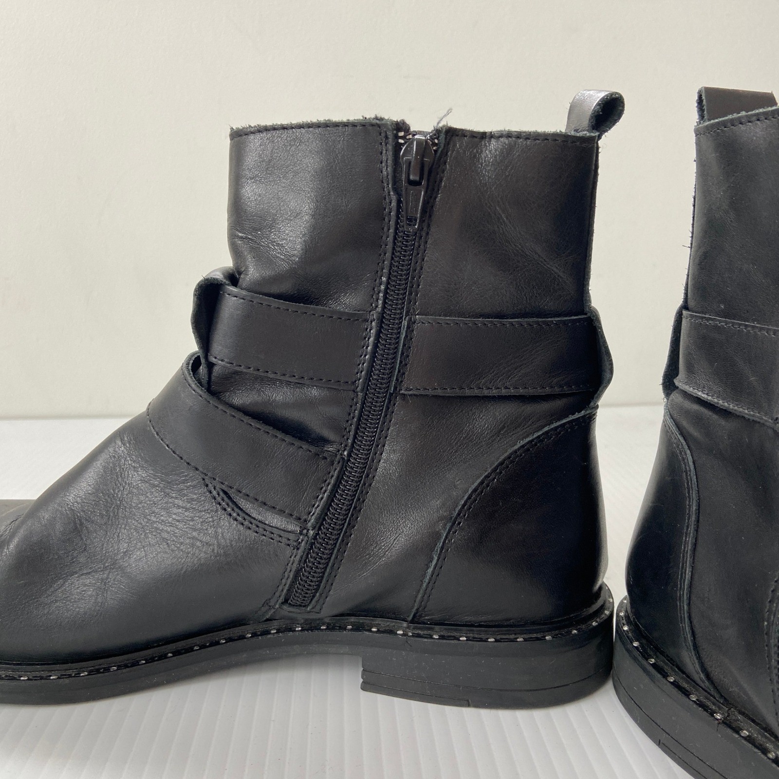 Avellini Black Leather Biker Ankle Boots Women EU 41 US 10 10.5 Made in Portugal