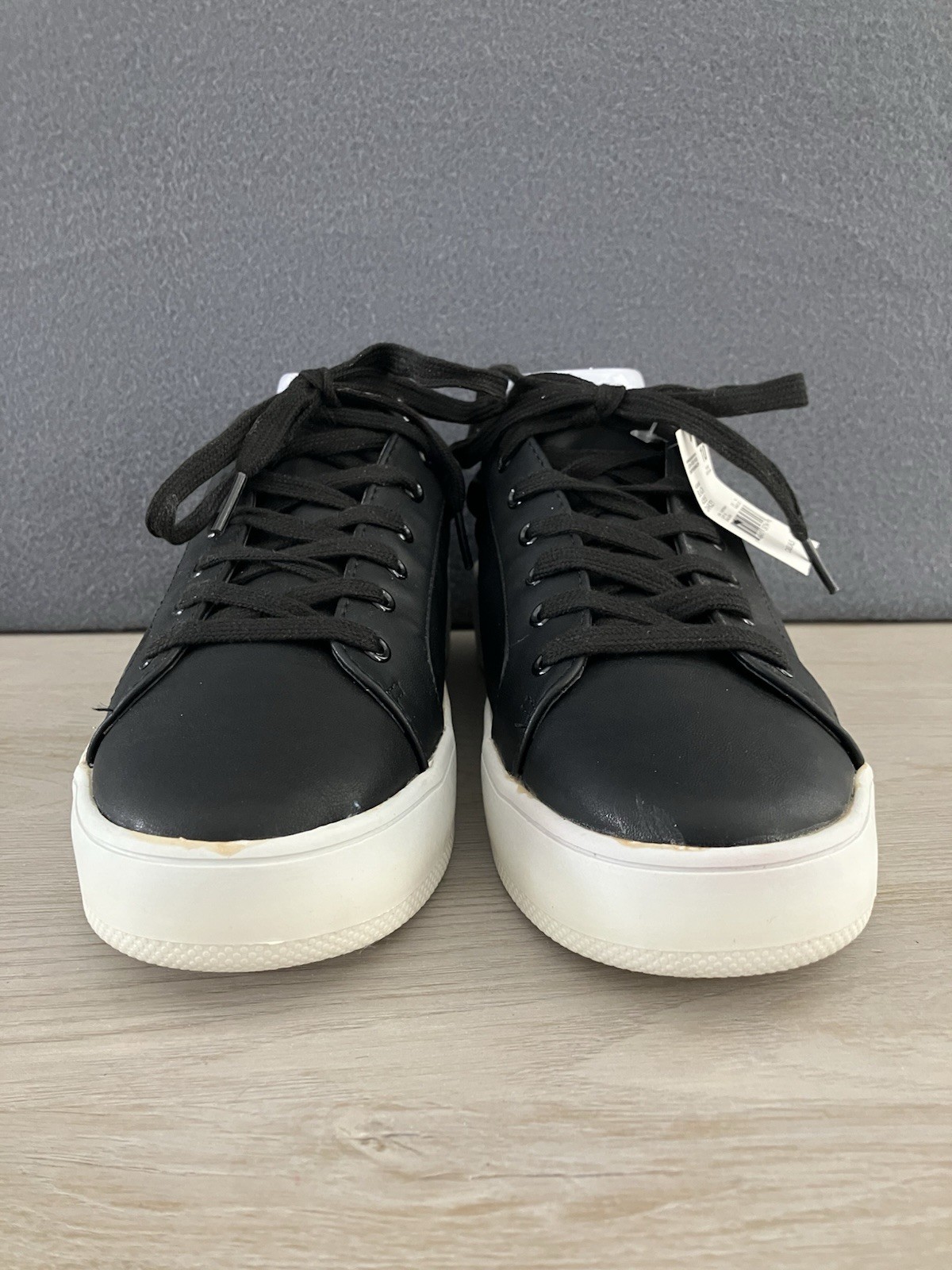 SM Womens 10 Black Casual Lace Up Platform Sneakers «Darcey» Model NWT READ