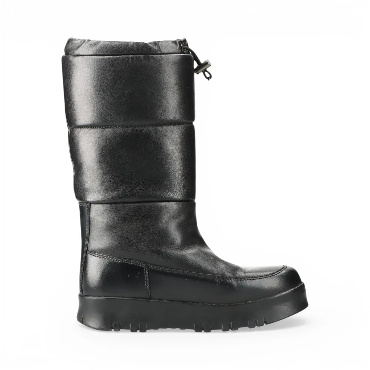 Prada Triangle logo Leather Long boots 36 Ladies’ Black Boa Comes with box