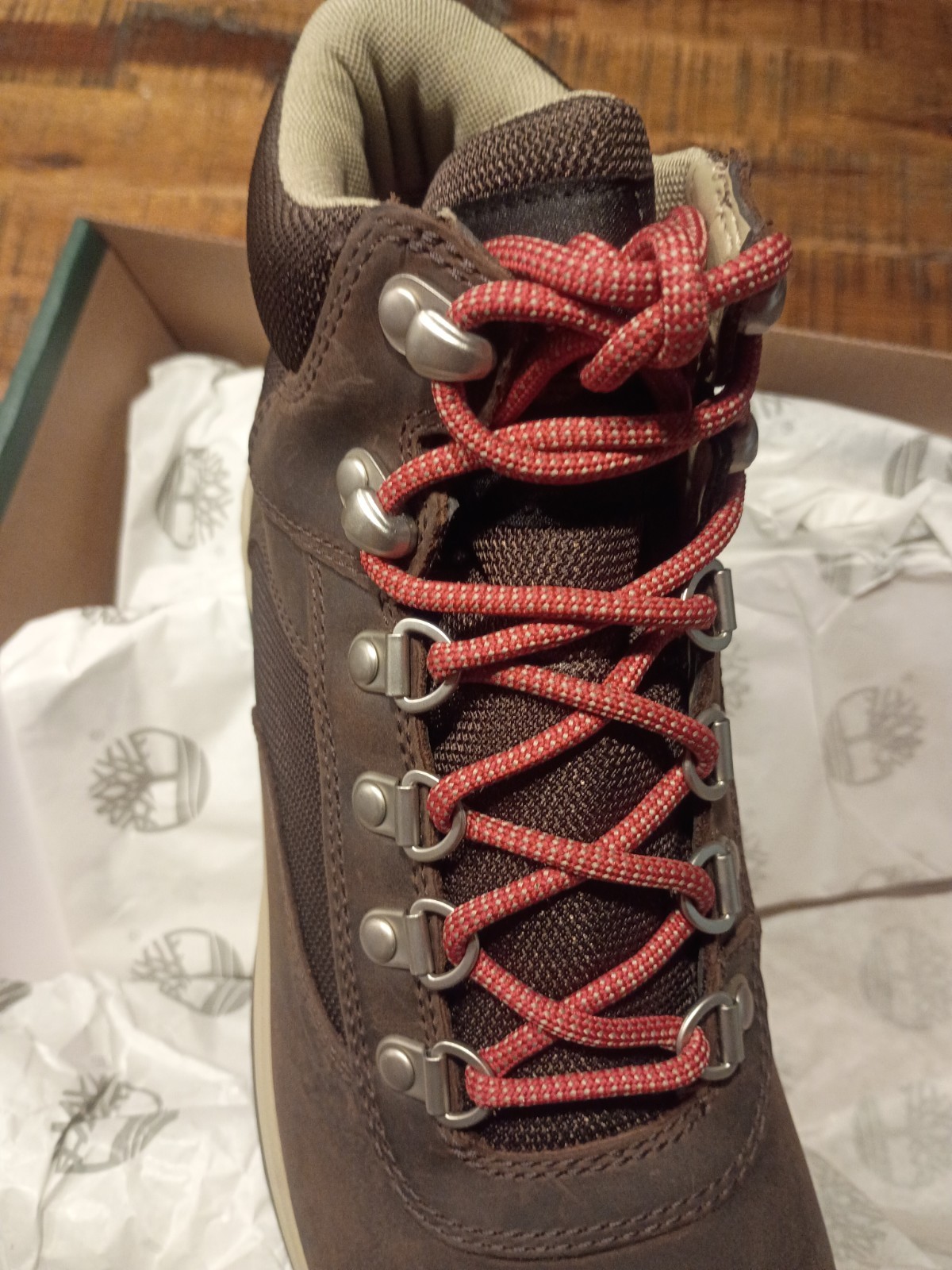 Womens TIMBERLAND WHITE LEDGE WATERPROOF MID Prem choc Leather HIKER Sz 7.5 Wide