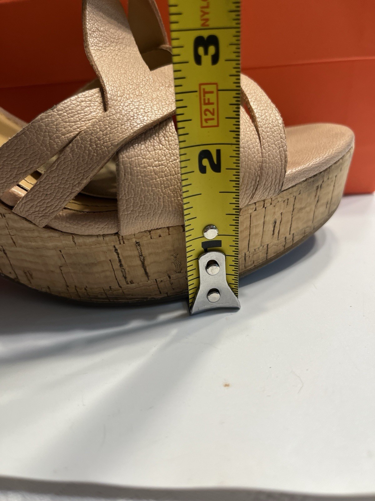 IVANKA TRUMP HANDY Pink Nude Leather Designer Open Toe Wedge Sandals 8M