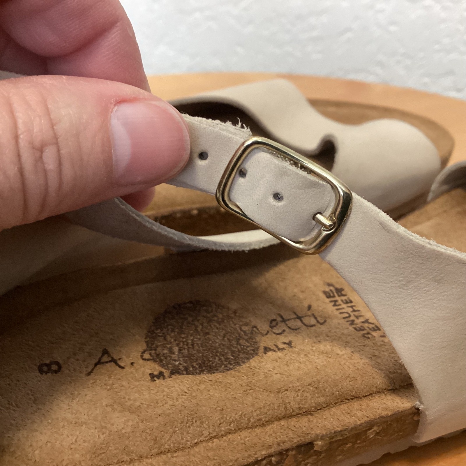Moretti Slingback Sandals Womens 39 White Leather Cork Made in Italy 1009-A368