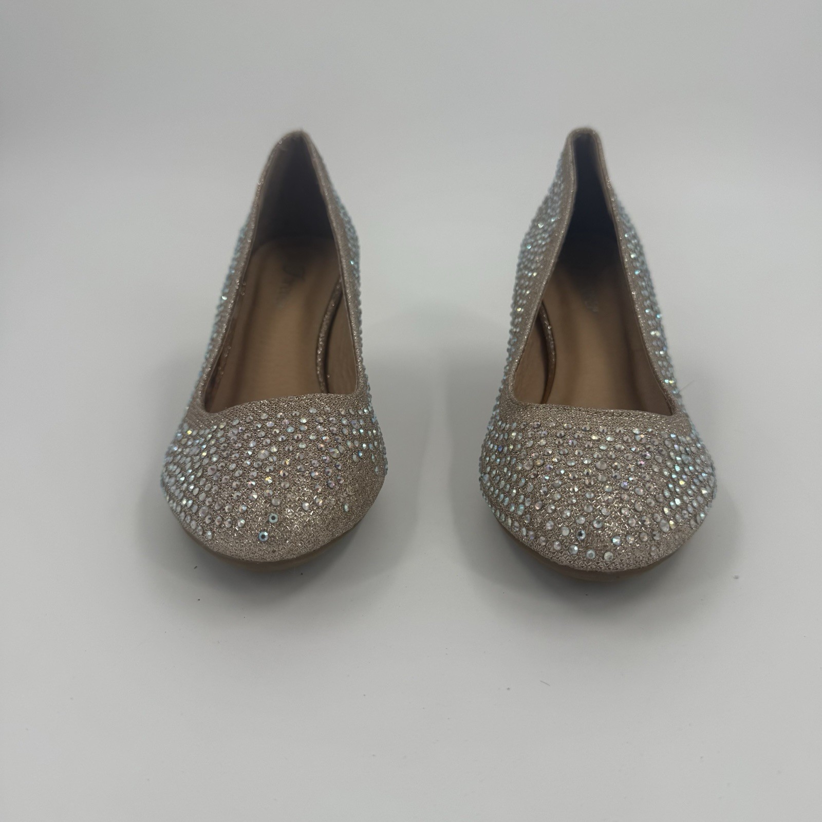 Forever Rhinestone Wedge Heels Gold Sparkle Pumps Womens 6.5