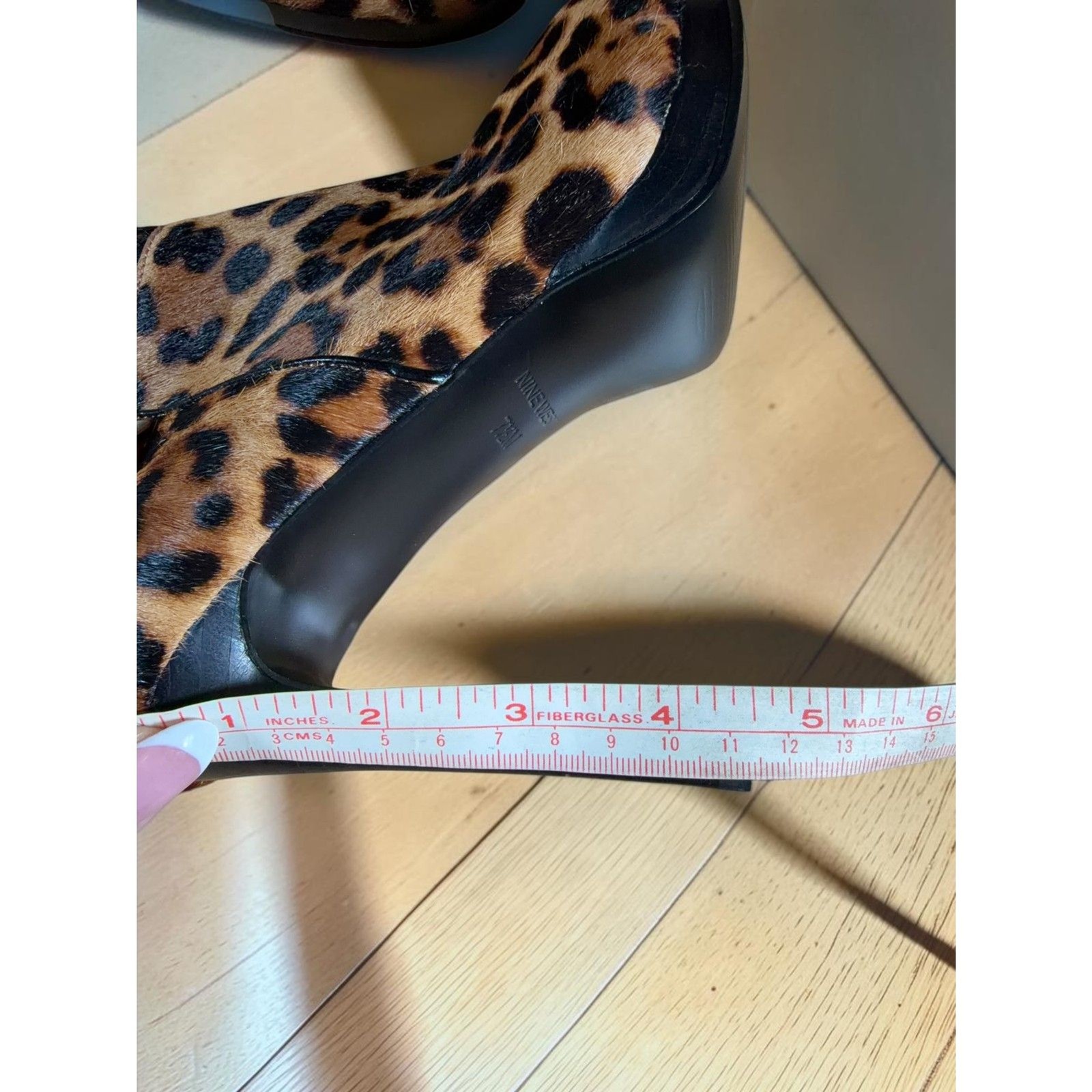 Nine West Leopard Print Haircalf Ankle Booties Stiletto Heel Women’s Size 7.5