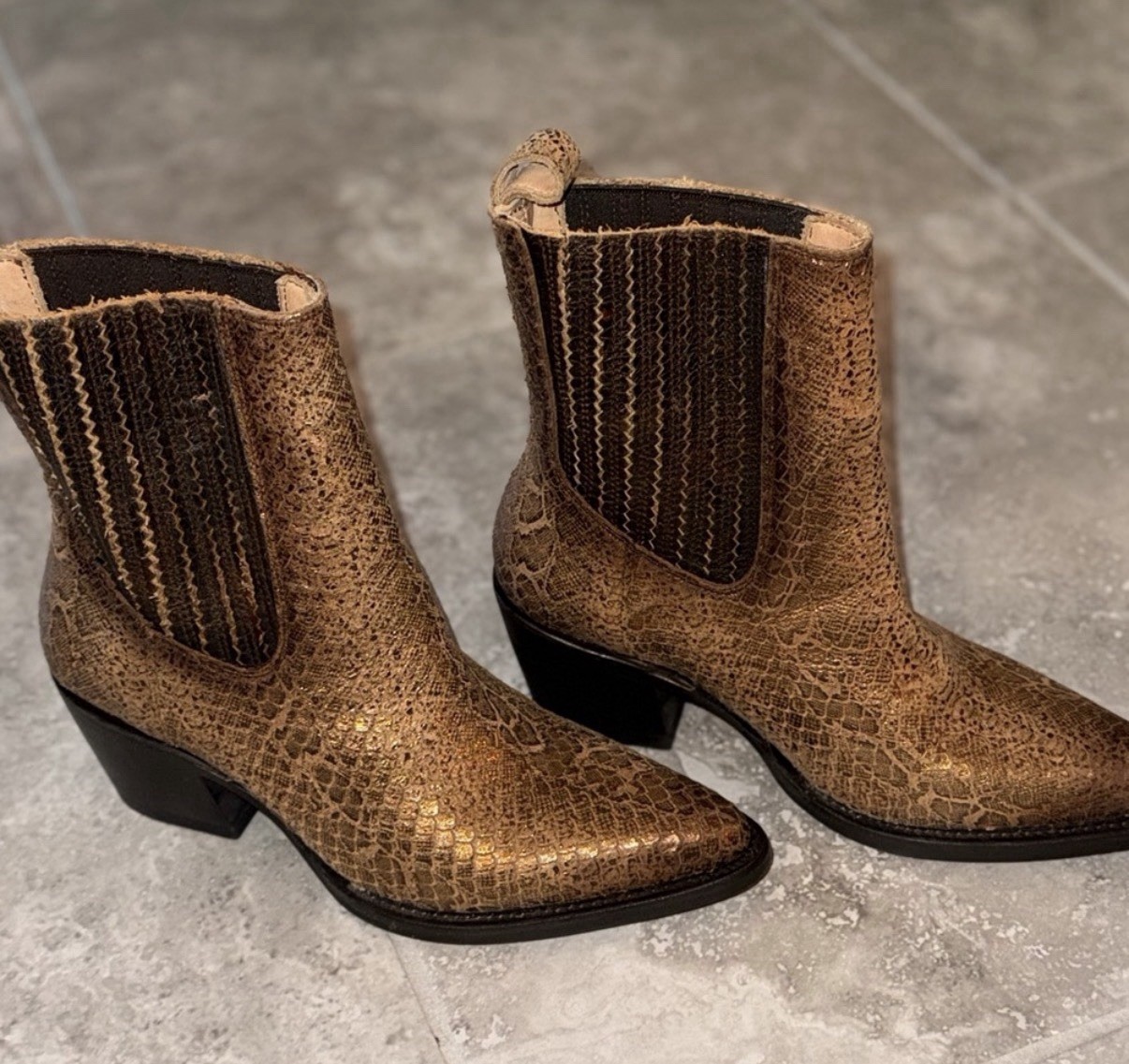 Mezcalero NWOB, Copper, Animal Textured, And Booties, Size 8