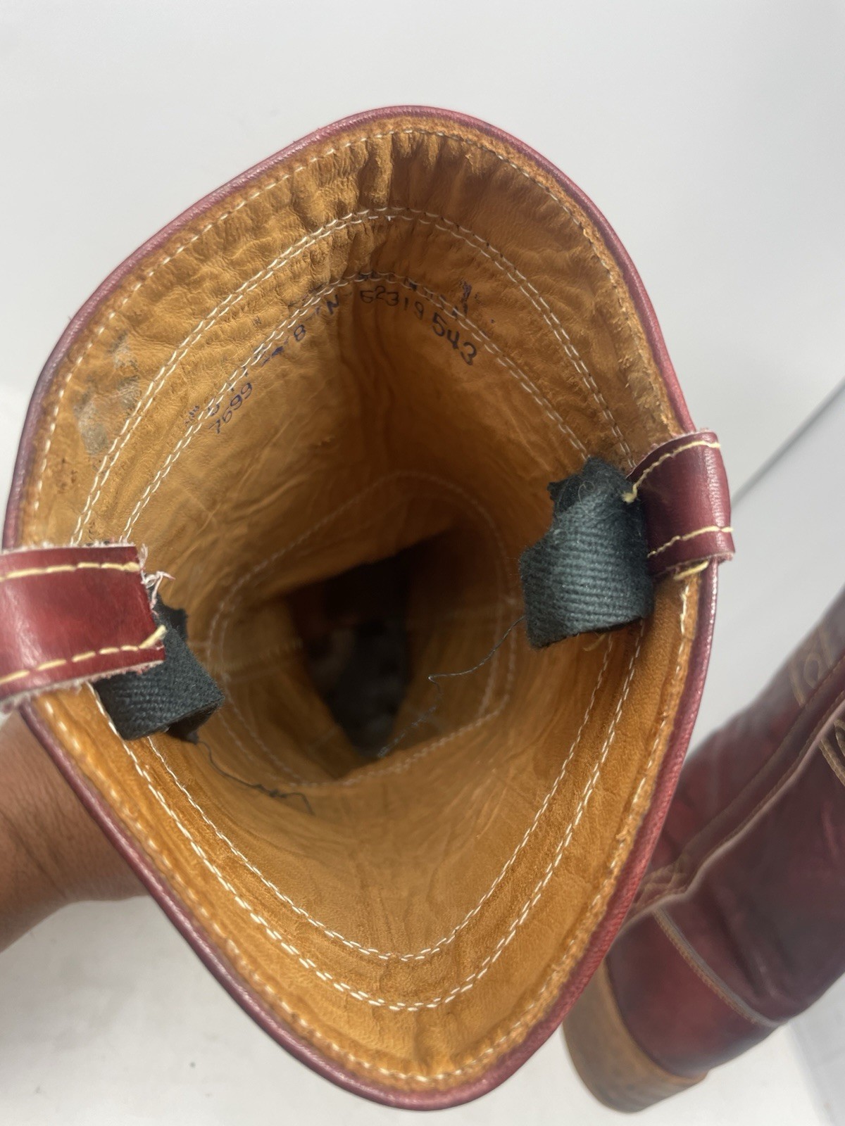 RARE Vintage 70s Frye Campus Boots Longhorn Stitched Burgundy 8 n Narrow