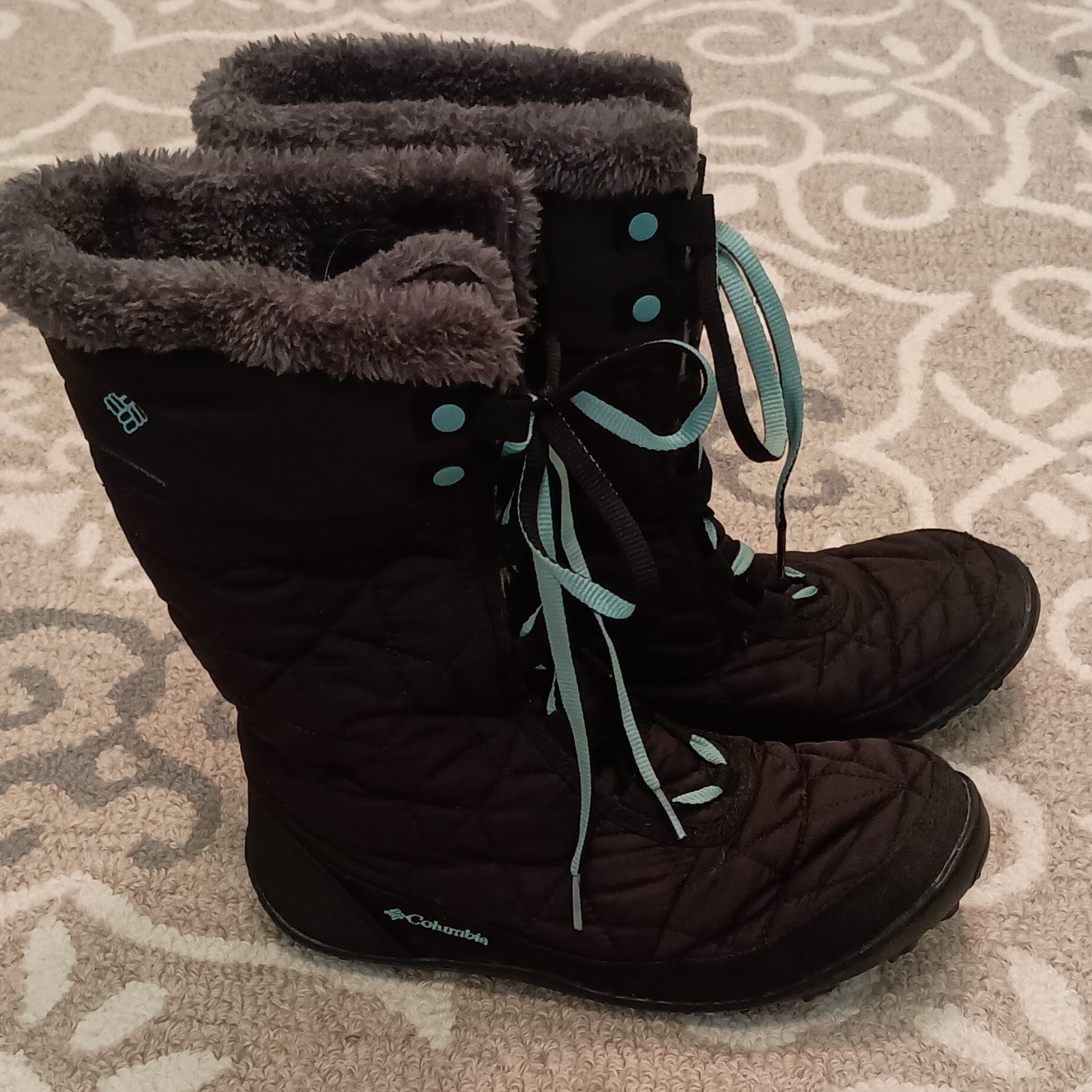 Columbia Snow Boots Faux Fur Lined Lace Up Black US 7 UK 6 EU 39
