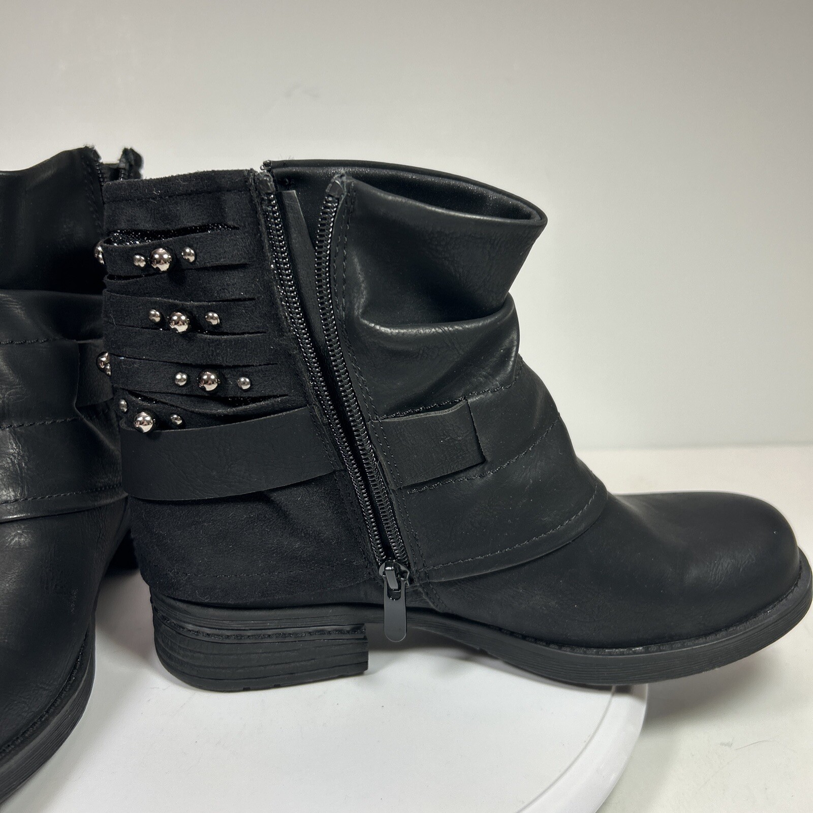 Lala Iaki Black Studded Zipper Ankle Boots