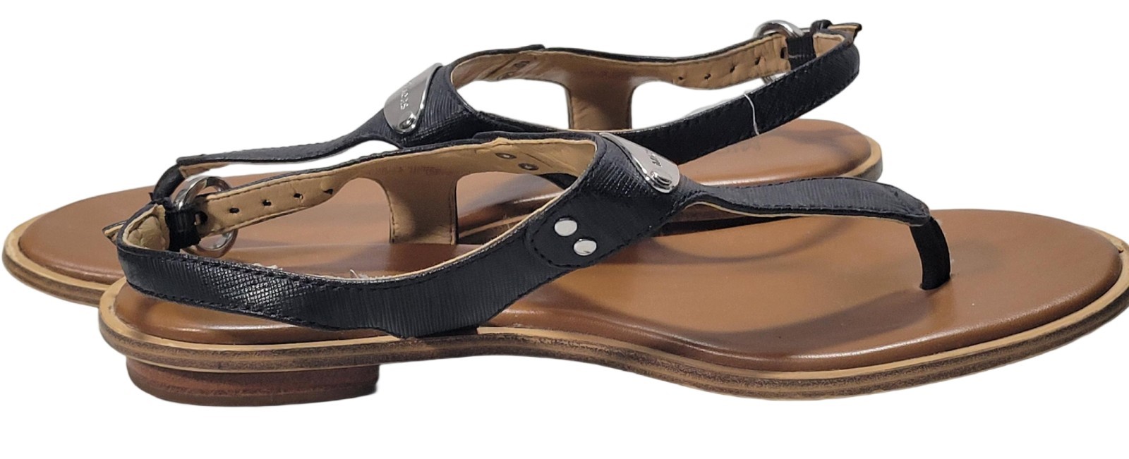 Michael Michael Kors MK Plate Thong Sandals Women’s 7.5 M Black