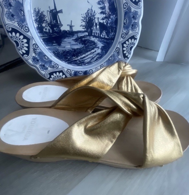 Sabot Youyou YURI LAMINATO GOLD CLOG size 8.5