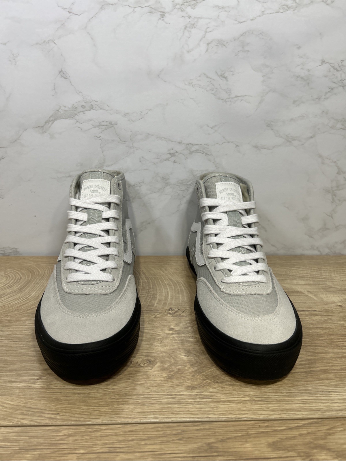 Vans Gilbert Crockett Hi Top Light Grey White Canvas Women Shoes 721454 Sz 5.5